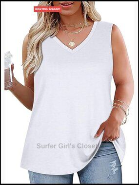 Plus Size Tank Top V Neck Sleeveless Loose Fit Tunic Tee Workout Blouse